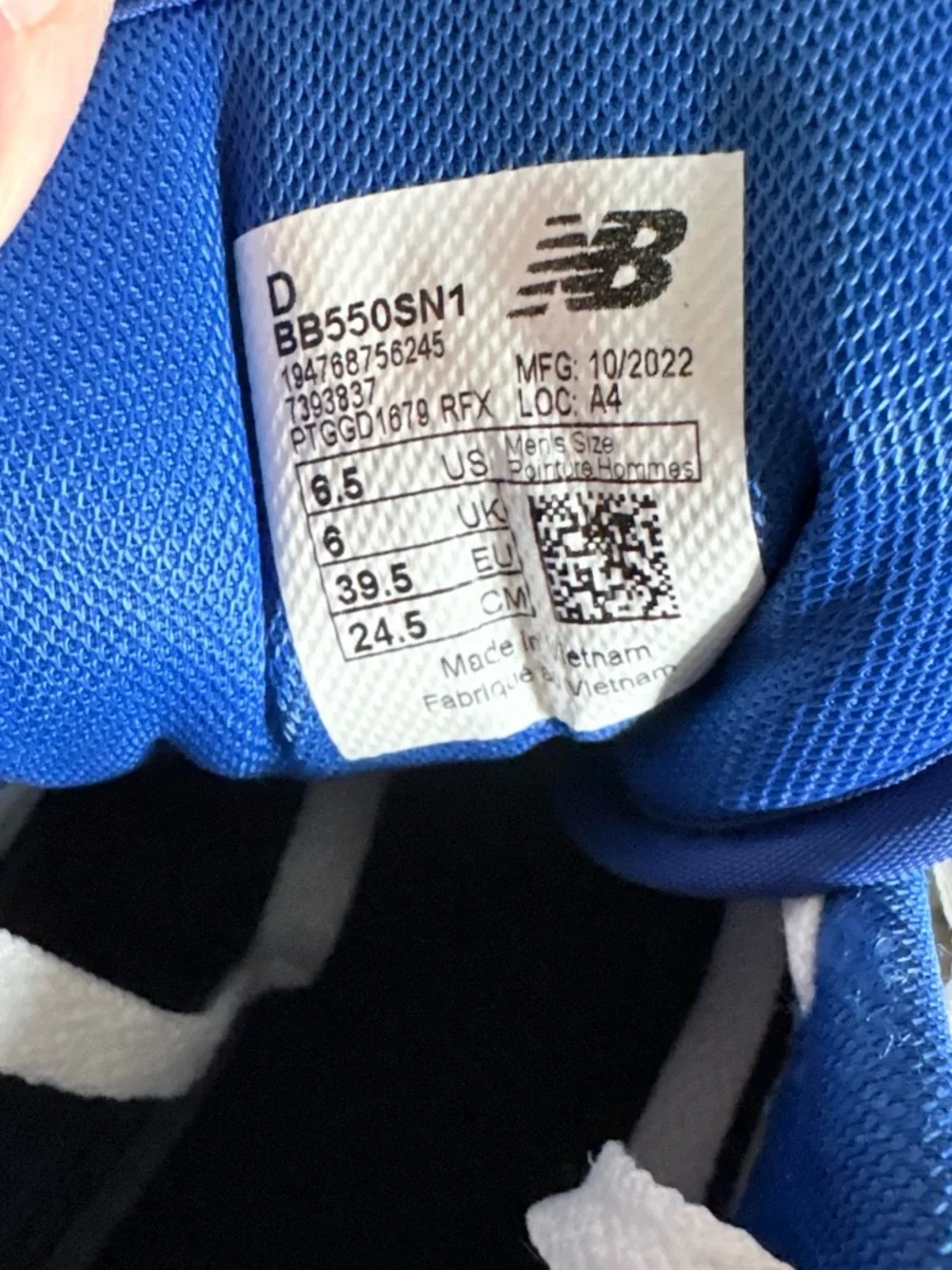 New Balance 550 White Team Royal Blue Sneakers Men 6.5 Women 8